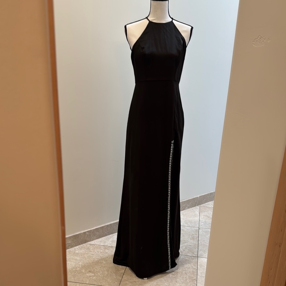 Lulu's Black Halter Slit Maxi Dress